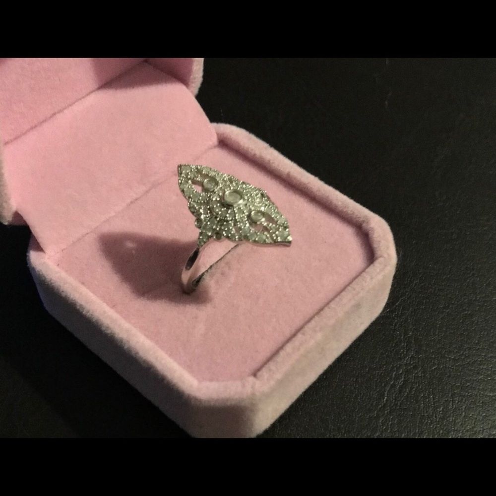 Sz9 1/2 Carat Genuine Diamond Vintage Style Openwork Filigree Ring - Picture 4 of 6